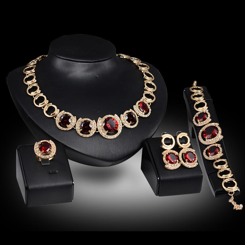 GZ Ice presents gold jewelry four sets, gem jewelry, wedding jewelry, ladies banquet Jewelry Set