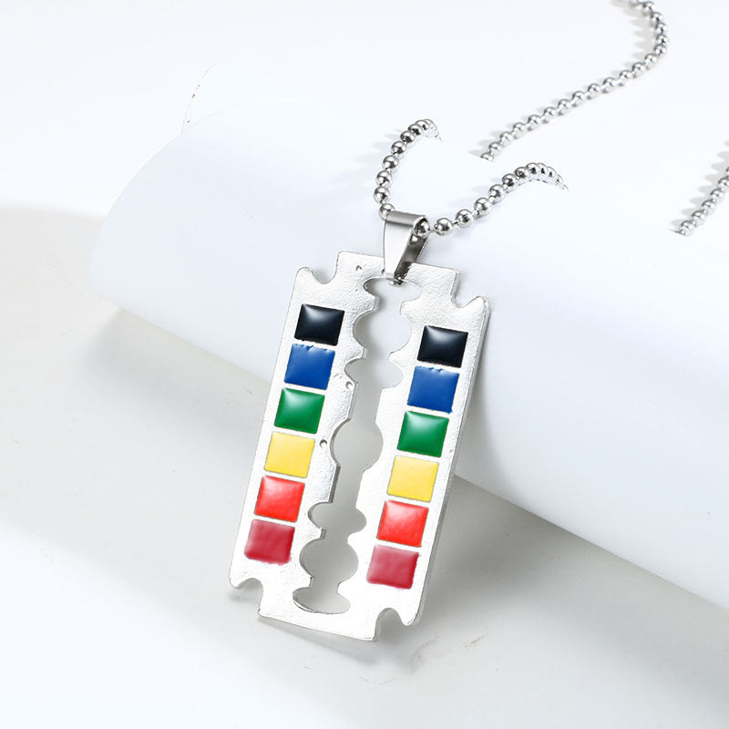 GZ Ice presents LGBT Pride Rainbow Double Layer Stainless Steel Pendant Necklace Gay Lesbian Bisexual Transgender Equality Jewelry