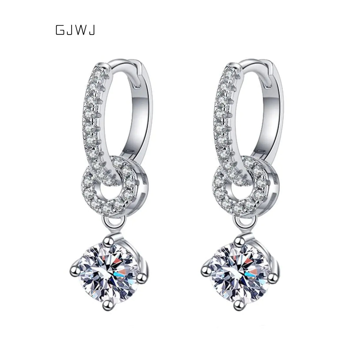 GZ Ice presents Genuine Moissanite 925 Sterling Silver Drop Earrings