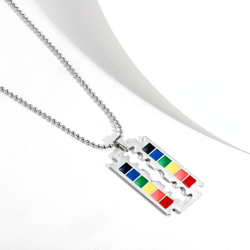GZ Ice presents LGBT Pride Rainbow Double Layer Stainless Steel Pendant Necklace Gay Lesbian Bisexual Transgender Equality Jewelry