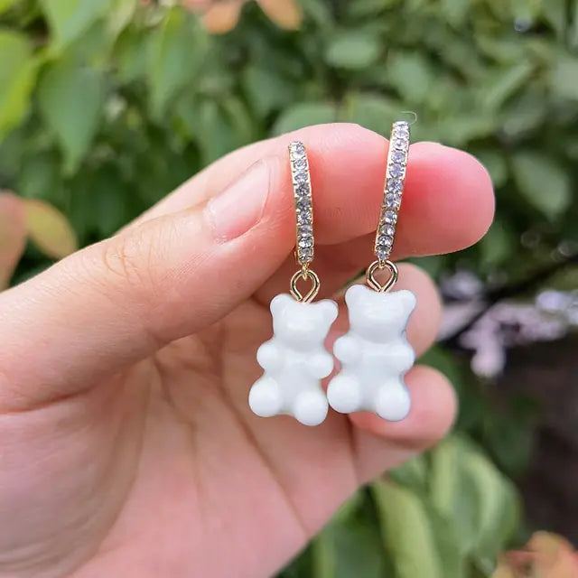 GZ Ice presents Cute Acrylic Gummy Bear Dangle Earrings