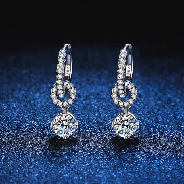 GZ Ice presents Genuine Moissanite 925 Sterling Silver Drop Earrings