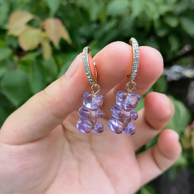 GZ Ice presents Cute Acrylic Gummy Bear Dangle Earrings