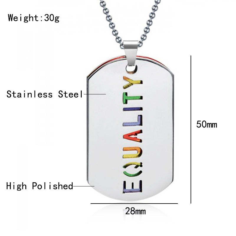 GZ Ice presents LGBT Pride Rainbow Double Layer Stainless Steel Pendant Necklace Gay Lesbian Bisexual Transgender Equality Jewelry