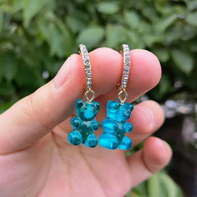 GZ Ice presents Cute Acrylic Gummy Bear Dangle Earrings