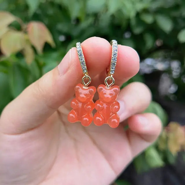 GZ Ice presents Cute Acrylic Gummy Bear Dangle Earrings