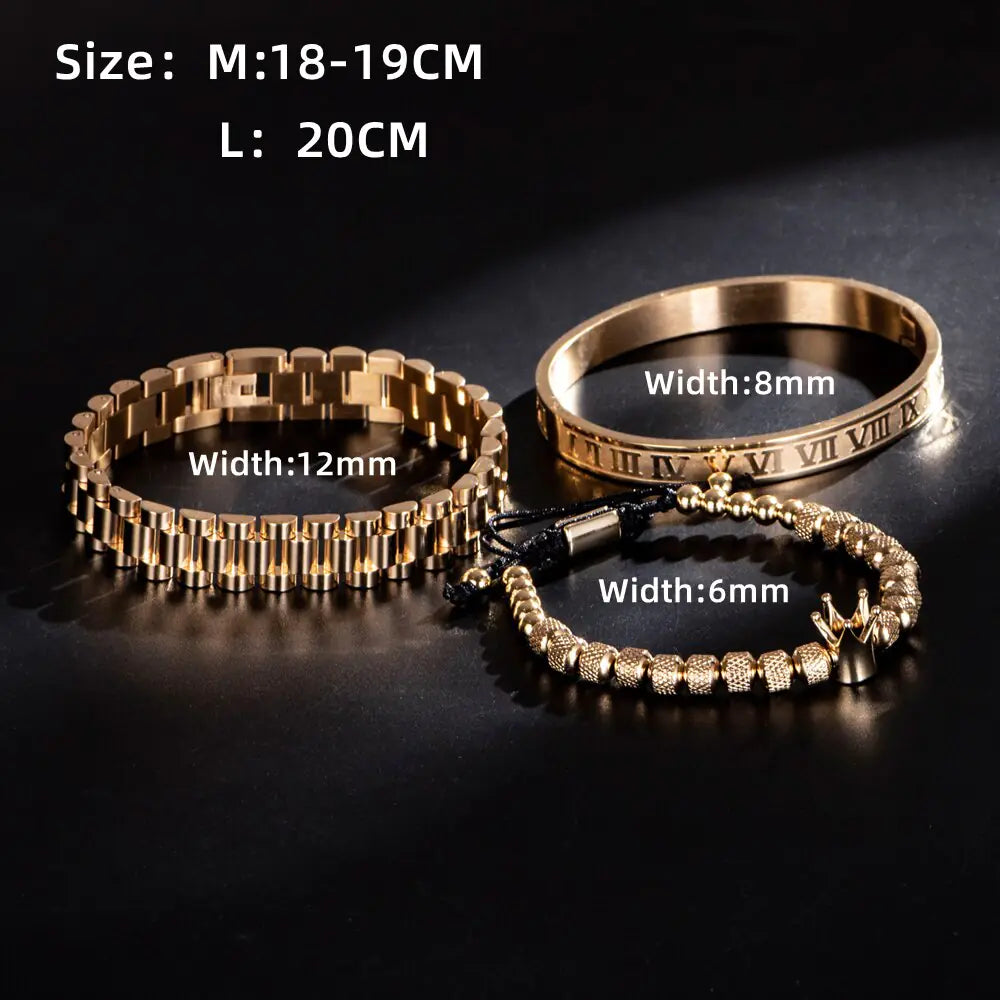 GZ Ice presents Luxury Crown Roman Numeral Trendy Hip Hop Bracelet/Band Set