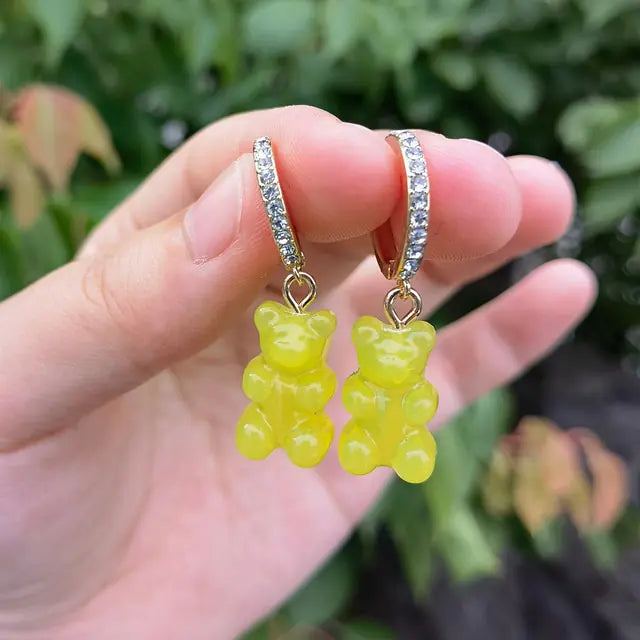 GZ Ice presents Cute Acrylic Gummy Bear Dangle Earrings