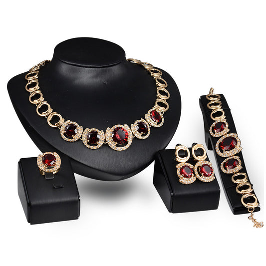 GZ Ice presents gold jewelry four sets, gem jewelry, wedding jewelry, ladies banquet Jewelry Set