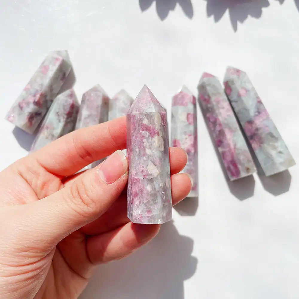 Natural Plum Blossom Tourmaline Crystal Point