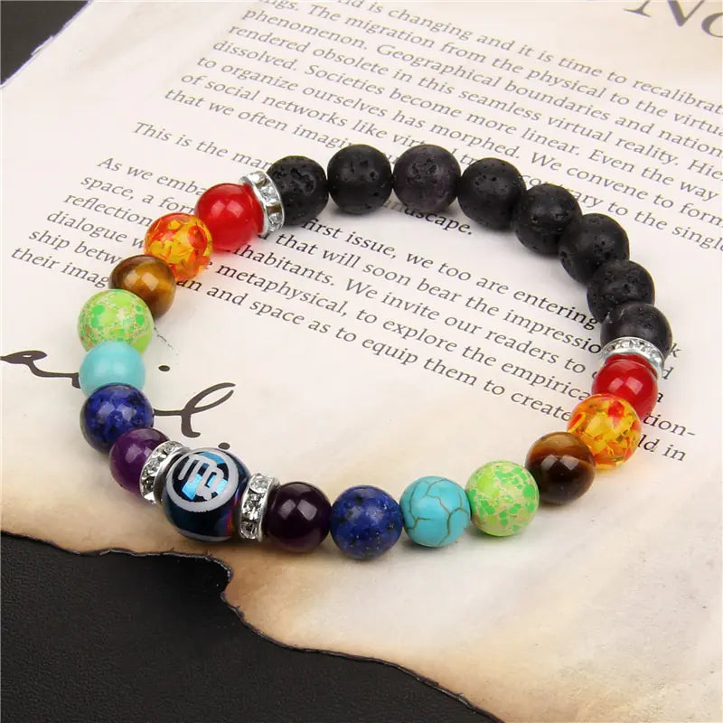 GZ Ice presents this Unisex Zodiac Crystal Chakra Constellation Bracelet