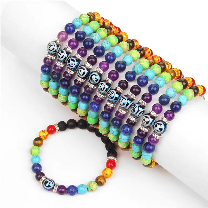 GZ Ice presents this Unisex Zodiac Crystal Chakra Constellation Bracelet