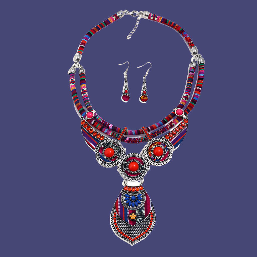 GZ Ice presents these Dazzling Fashion Rich Color Necklace and Earring set