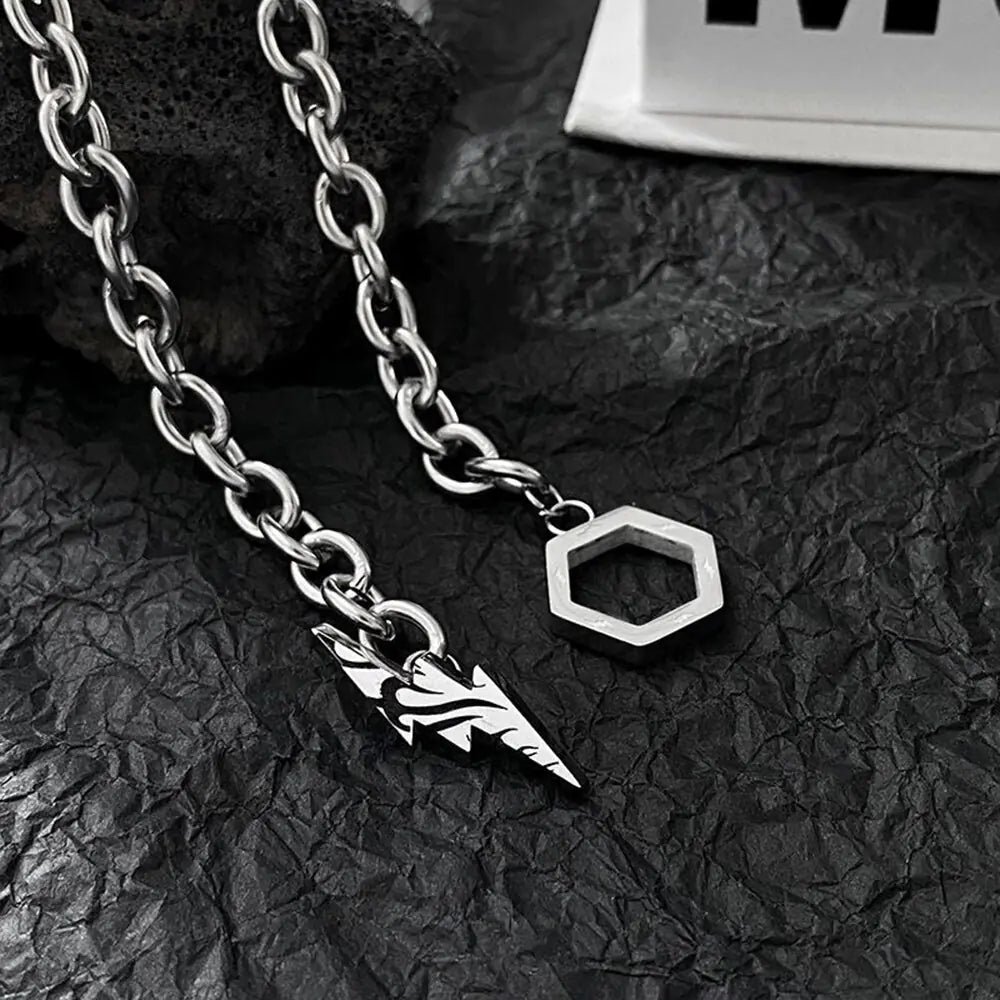 GZ Ice presents Lightning Hexagon Steel Trendy Hip Hop Necklace