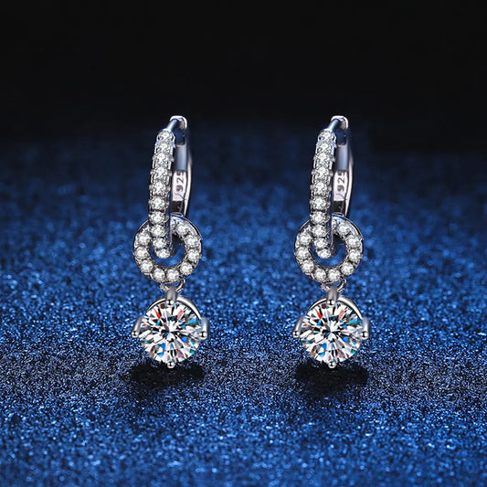 GZ Ice presents Genuine Moissanite 925 Sterling Silver Drop Earrings