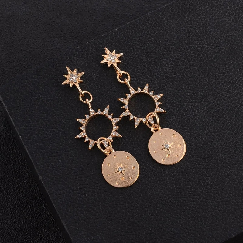 GZ Ice presents Crystal Sun Beautifully Elegant Dangling Earrings