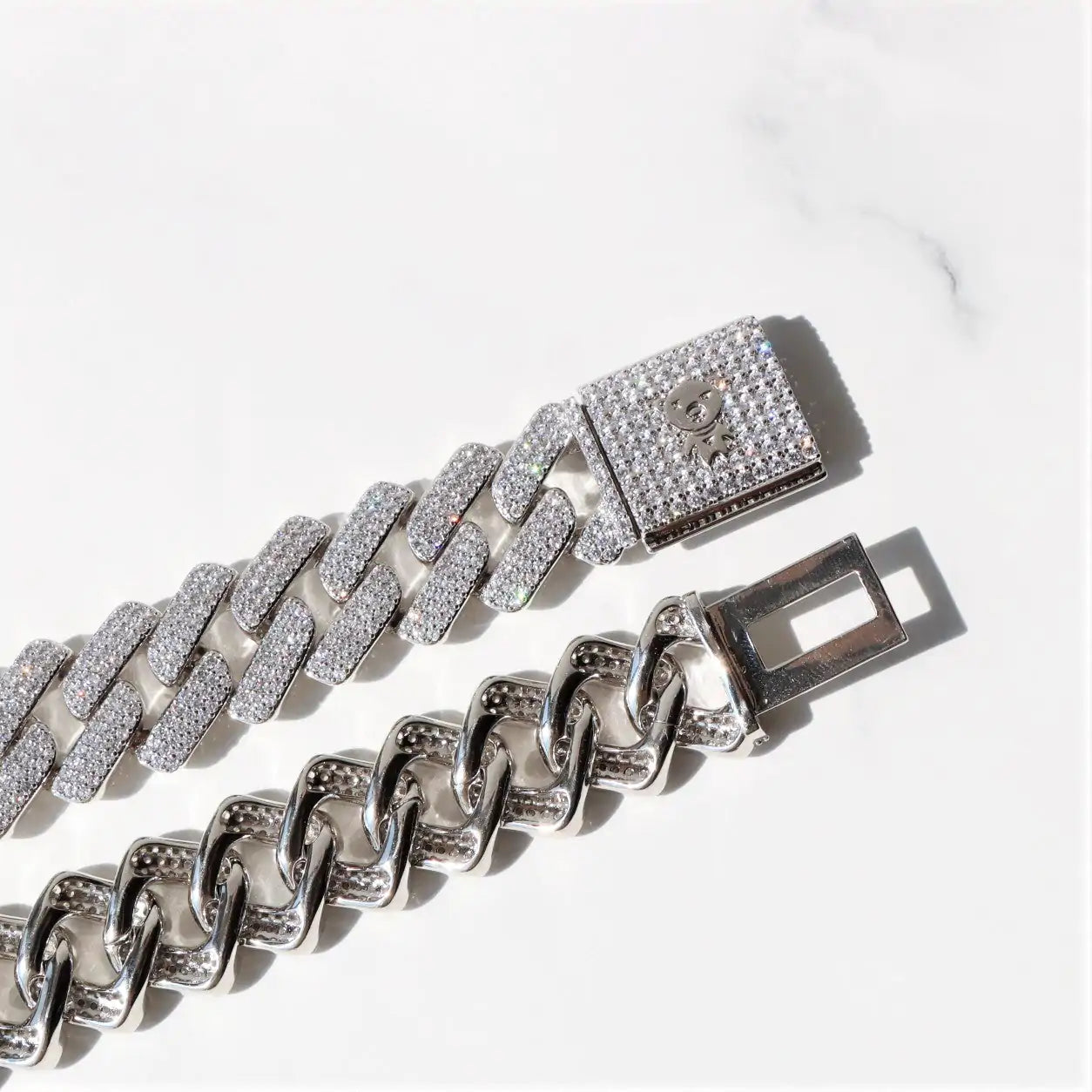 GZ Ice presents 19mm Diamond Prong Monaco Chain in White Gold