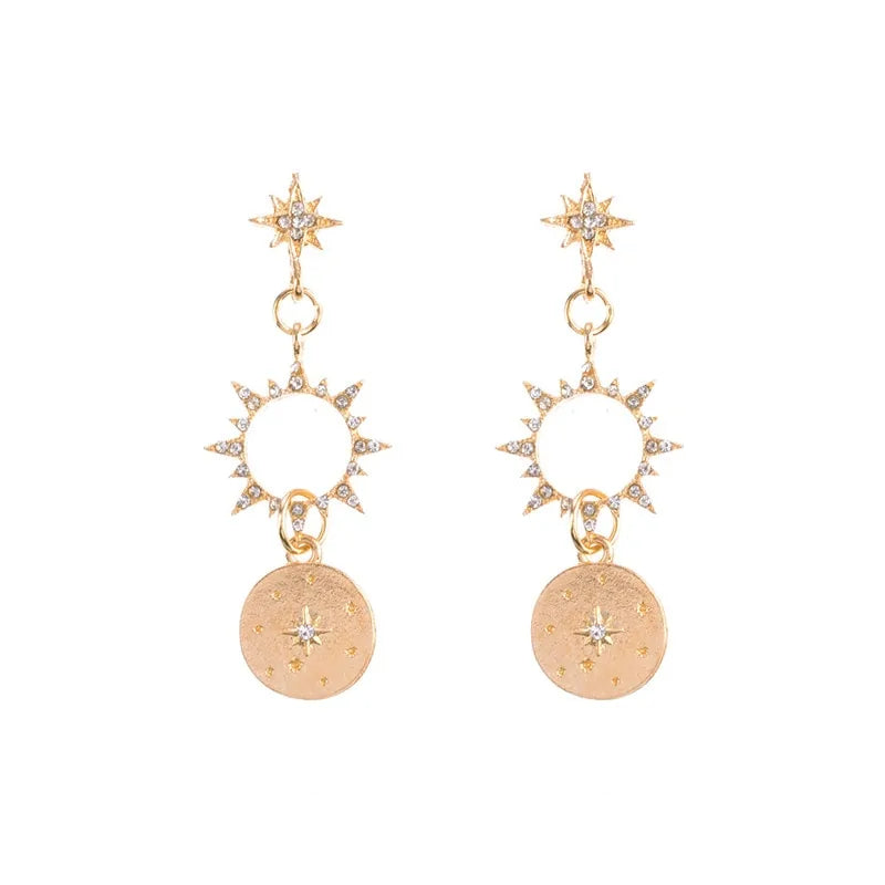 GZ Ice presents Crystal Sun Beautifully Elegant Dangling Earrings